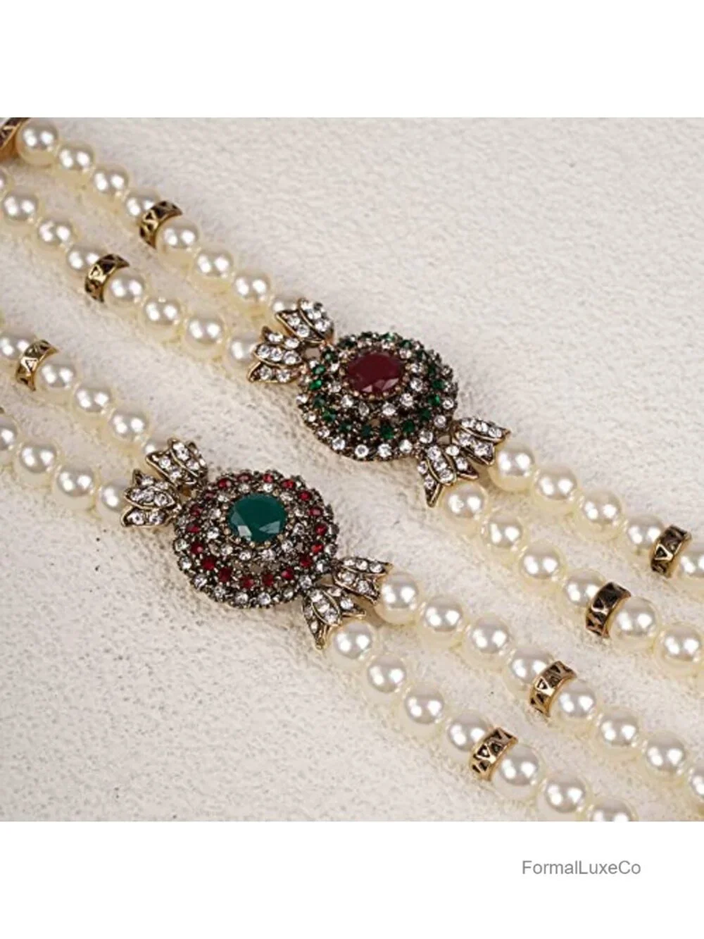 Crystal Pearl Rhinestone Dangle Bracelet Retro 1920s Costume Jewelry